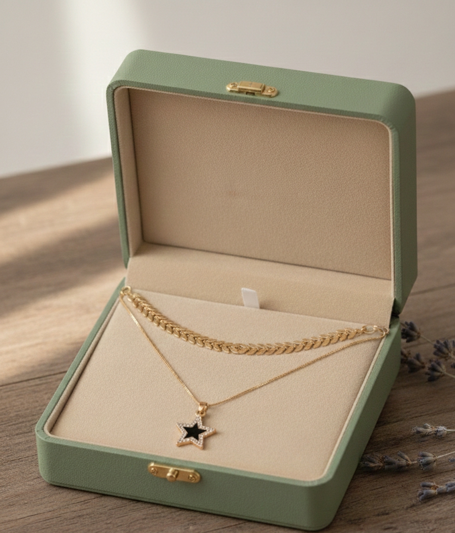 Double-Chain Necklace With Star Pendant. - Image 3