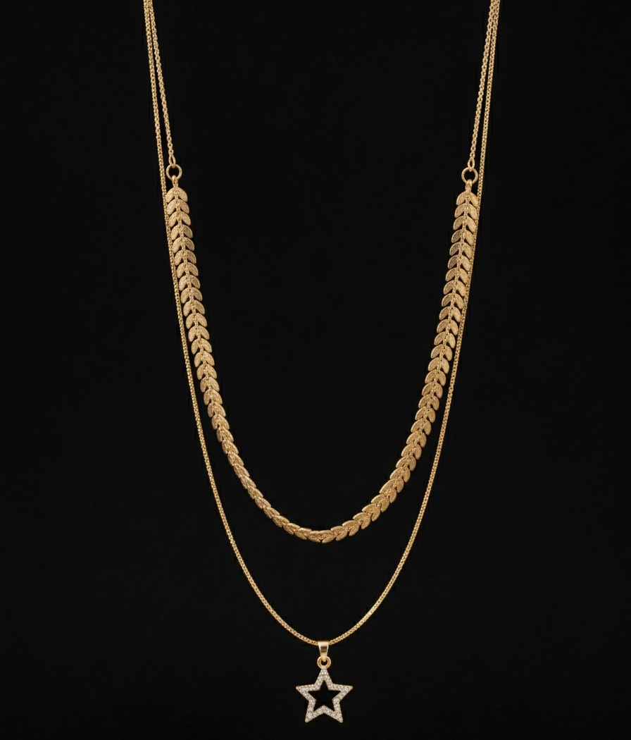 Double-Chain Necklace With Star Pendant. - Image 2