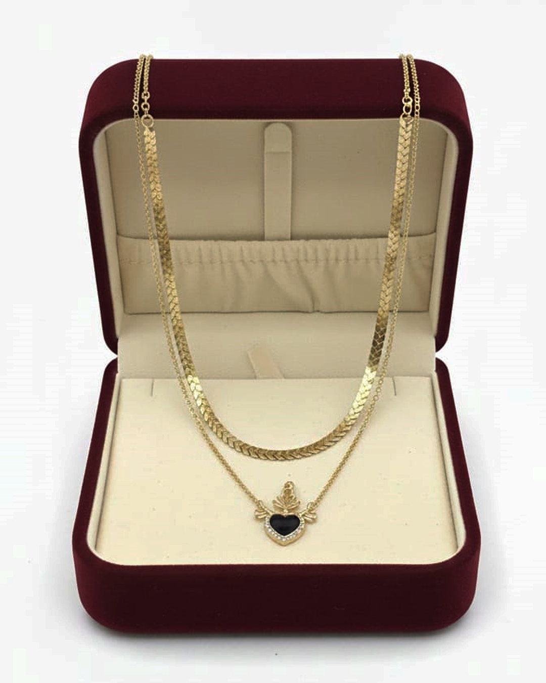 Double Chain Necklace With Heart Pendant. - Image 3